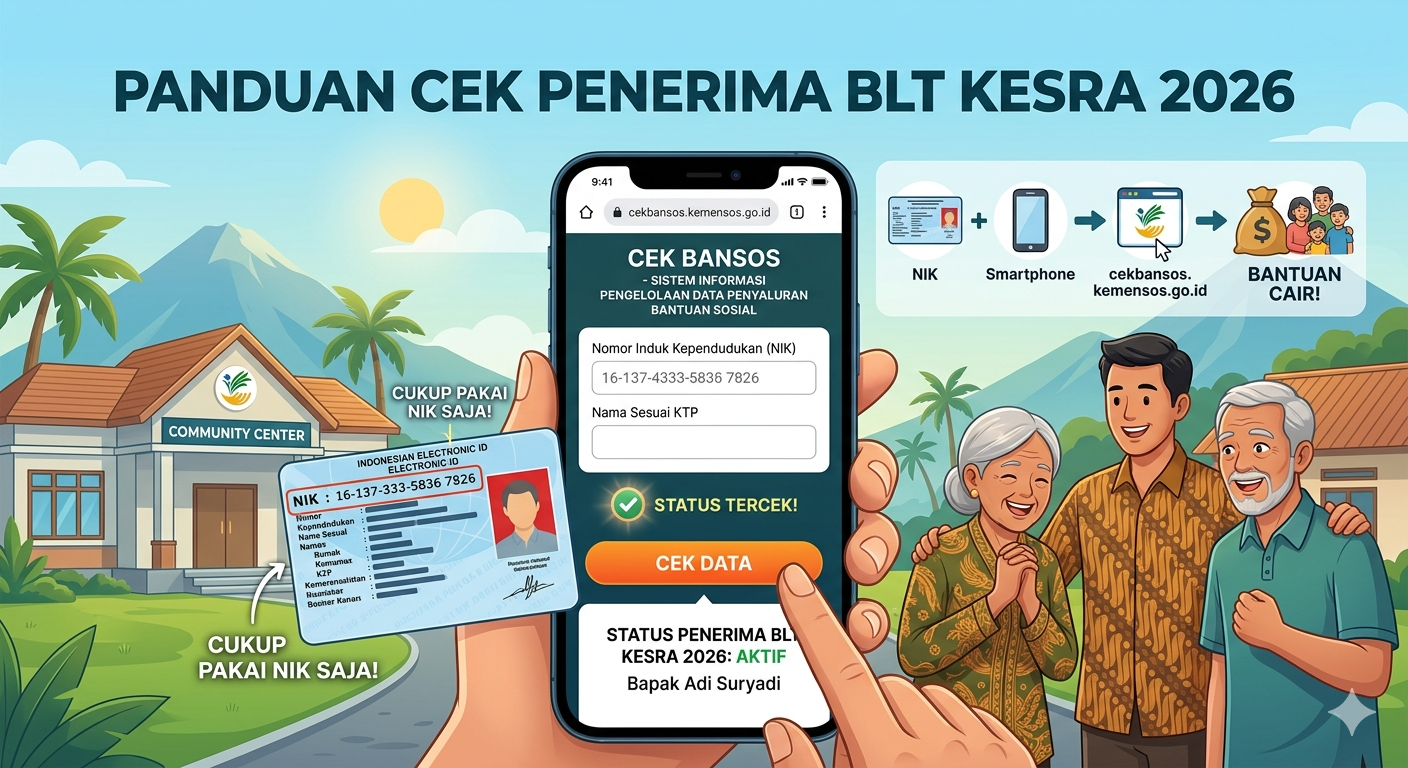 Cek Penerima BLT Kesra 2026 di cekbansos.kemensos.go.id, Cukup Pakai NIK