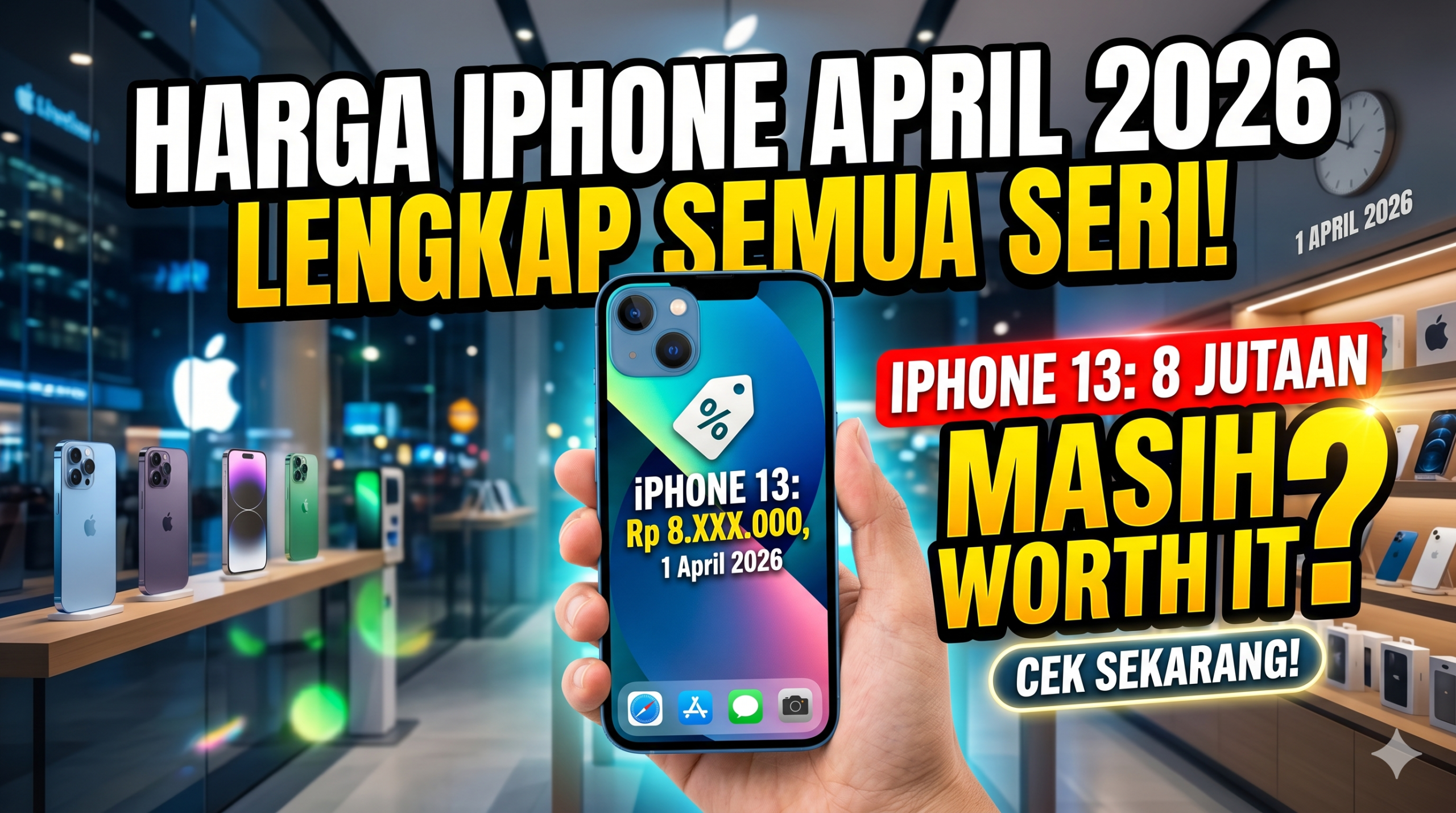 Harga iPhone April 2026 Lengkap Semua Seri — iPhone 13 di 8 Jutaan, Masih Worth It?