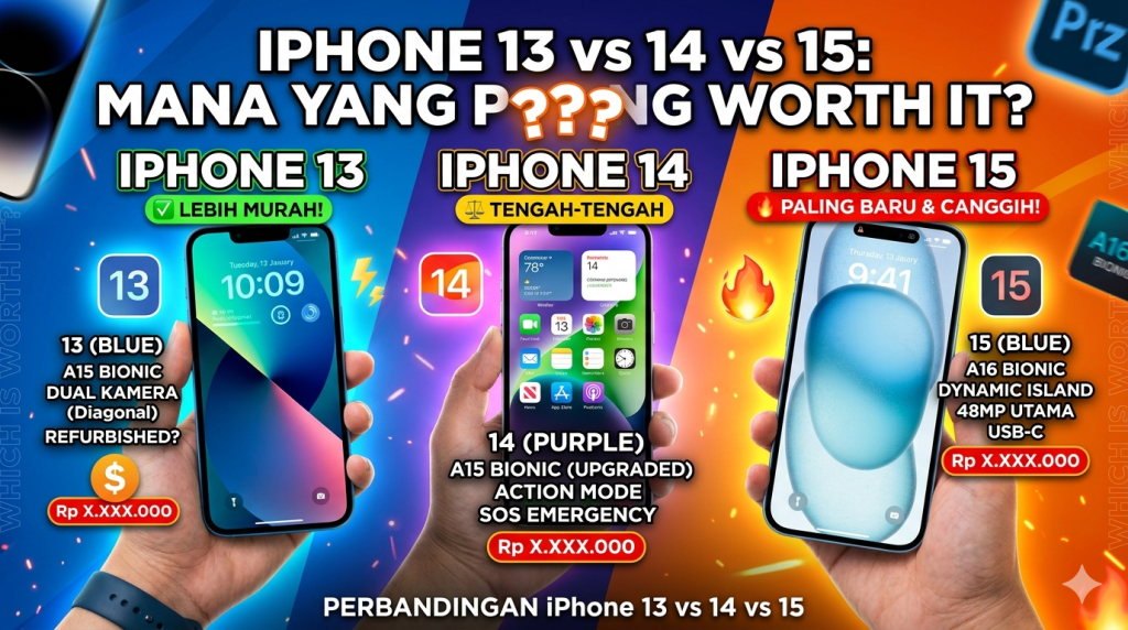 Perbandingan iPhone 13 vs iPhone 14 vs iPhone 15 — Mana yang Paling Worth It?