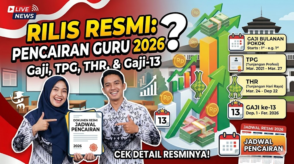 Jadwal Pencairan Gaji, TPG, THR, dan Gaji ke-13 Tahun 2026